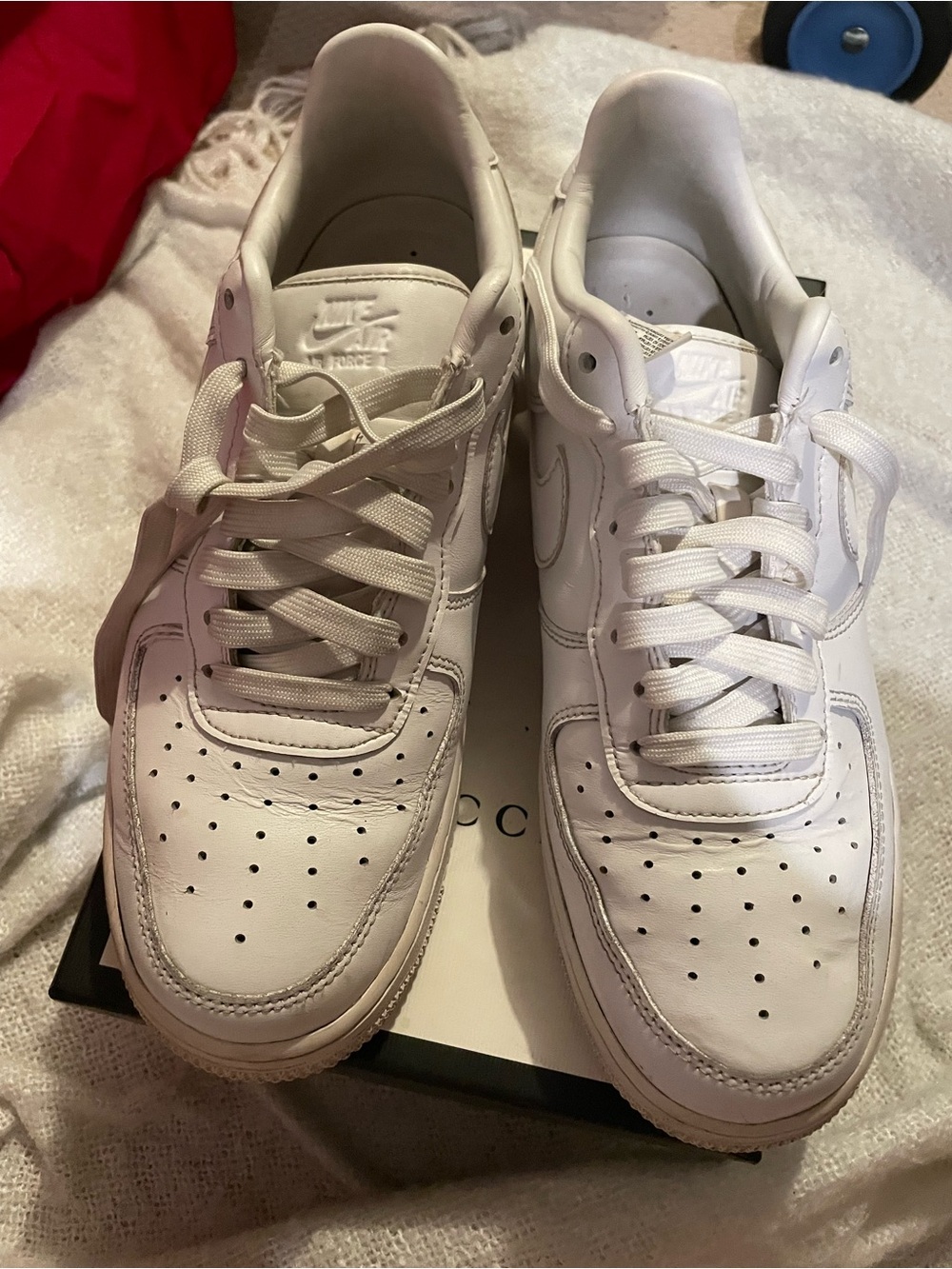 Nike Air Force 1 Low Triple White – White Leather Sneakers – Size 8.5